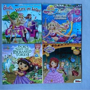 Set of 4 ~ Storybooks ~ Barbie Disney Sofia the First Dora the Explorer